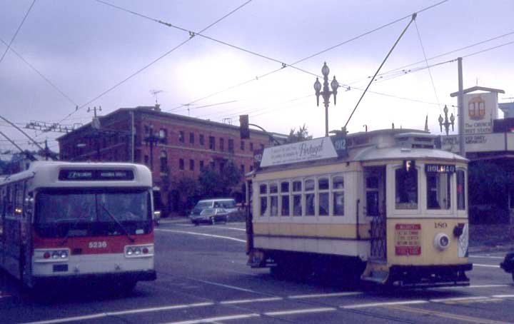 San Francisco Flyer trolley 5236 & Portuguese tram