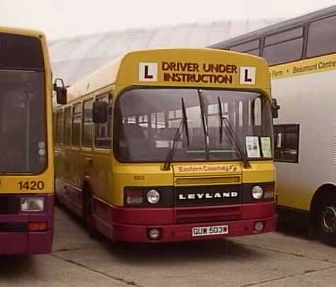 First Eastern Counties Leyland National 2 driver trainer 9503