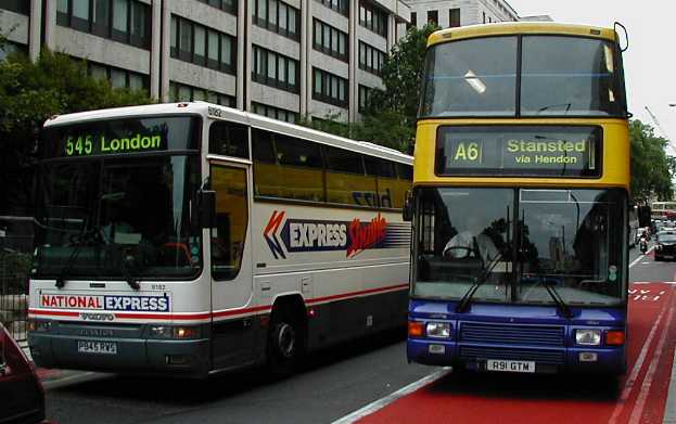 National Express and Airlinks Buzz.com Volvo B10M Plaxton 182 & Olympian Northern Counties R91GTM