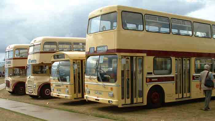 Leicester City Transport Metropolitan 301, Metro-Scania 225, Leyland Titan PD3A East Lancs 16 & AEC Renown East Lancs 190